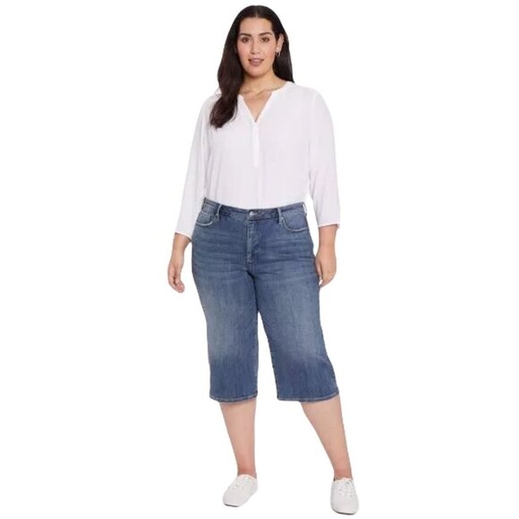 NYDJ Plus Size 18W 19 Wide Leg Pedal Pusher Capri Jeans Seline Blue Wash - Picture 2 of 4